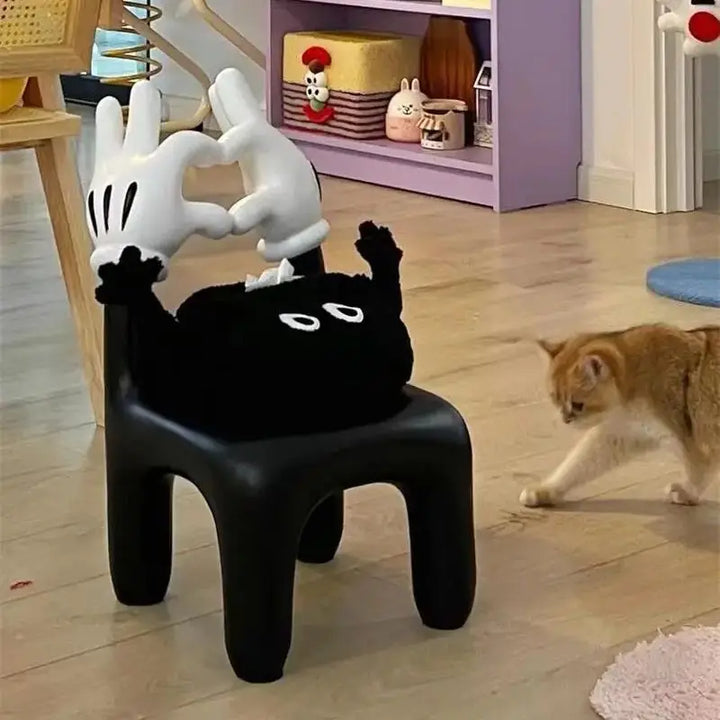 Rynx | Cute black polar fleece paper storage bag flat tissue box table decor portable paper bag hanging wardrobe door handle paper