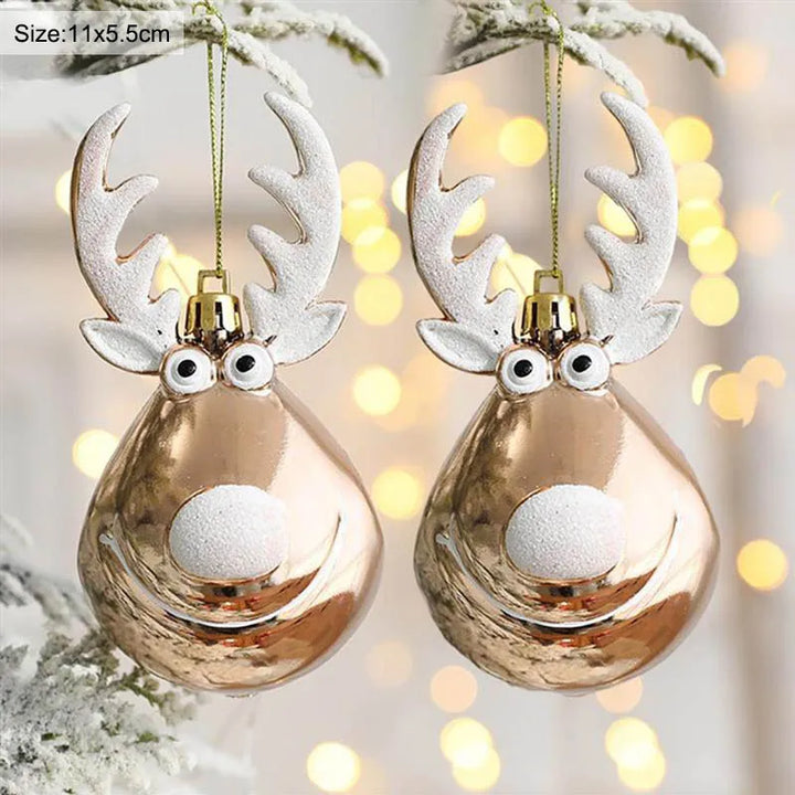 Rynx 2pcs Moose Christmas Balls Ornaments Christmas Tree Hanging Ball Pendant Christmas Decorations for Home New Year Party Navidad
