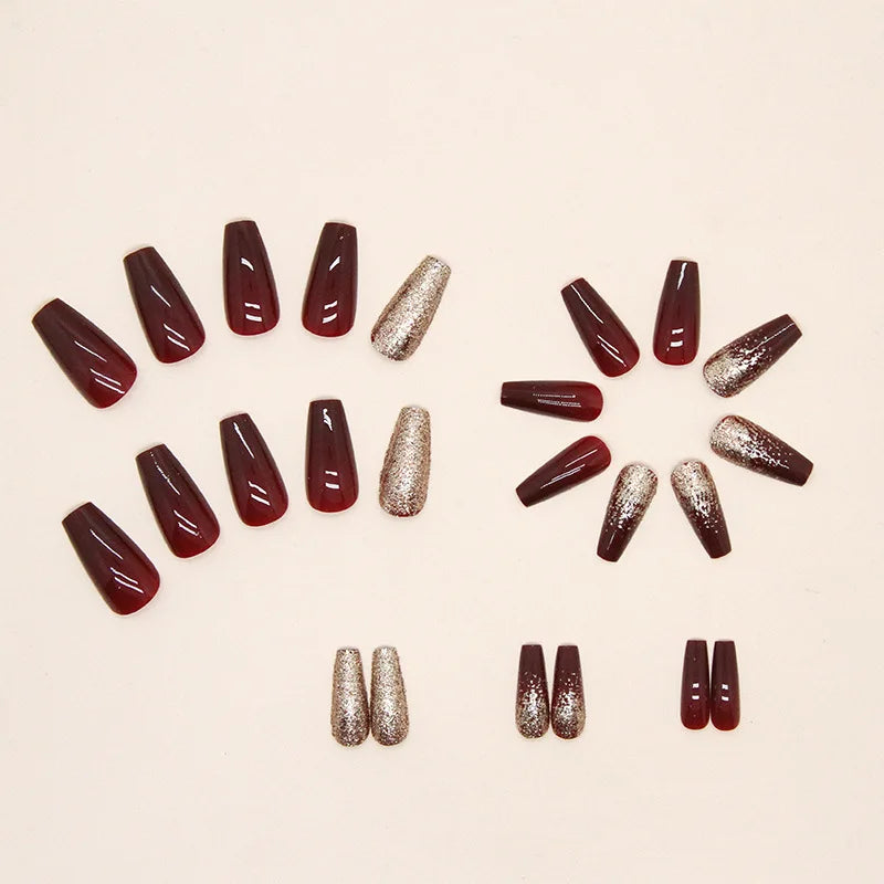 Lisslune | 24 Stück Kurze Französische Minimalistische Glitzernägel mit 1 Jelly Gel und 1 Nagelfeile