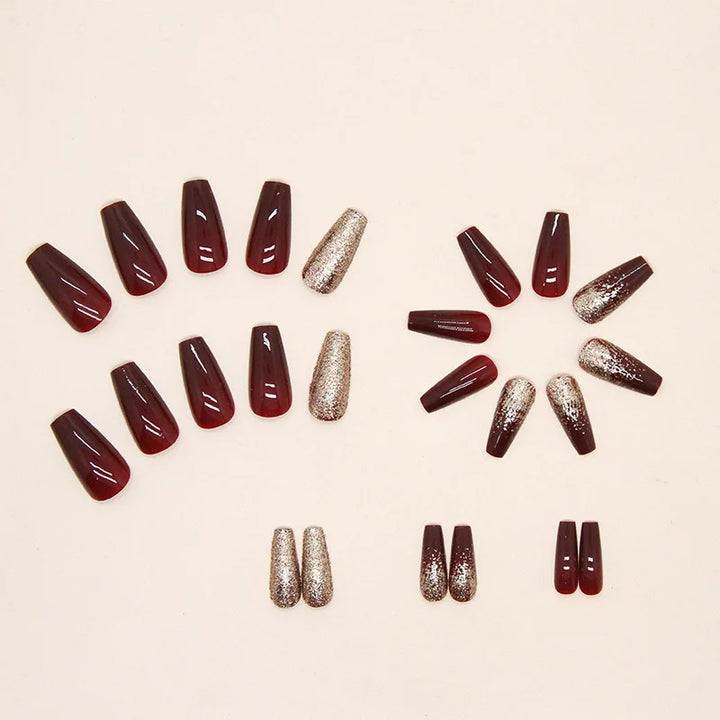 Lisslune | 24 Stück Kurze Französische Minimalistische Glitzernägel mit 1 Jelly Gel und 1 Nagelfeile