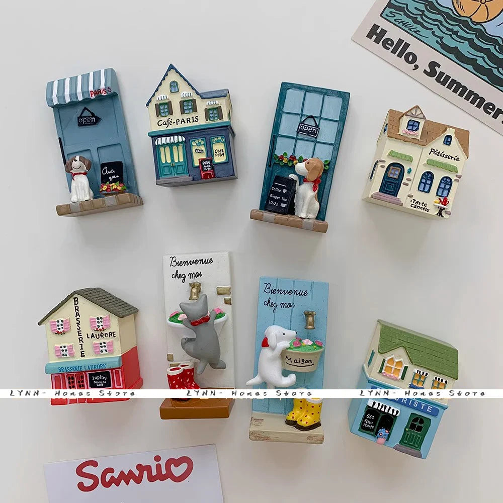 Rynx | House and Dog Refrigerator Stickers INS Cartoon Door Decorative Magnet Stickers Puppy Magnet Stickers Photo Notice Board Stick