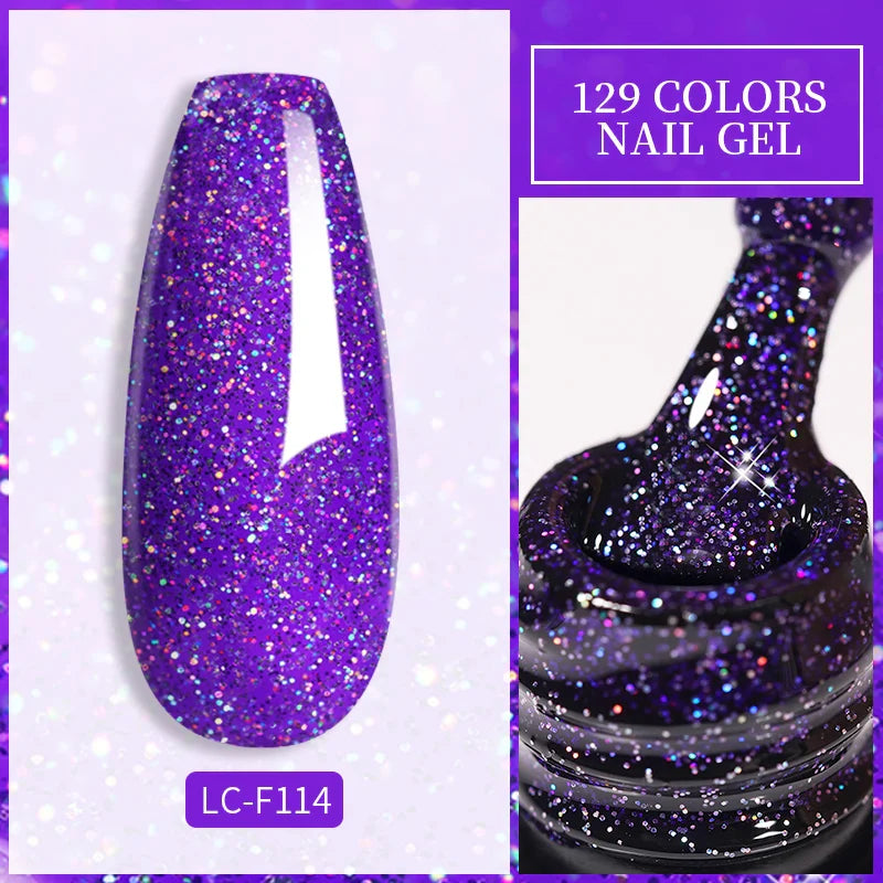 Rynx | 7ml Glitter Gel Nail Polish Semi Permanent Sequins Soak Off UV Gel Colorful DIY Nail Art Polishes