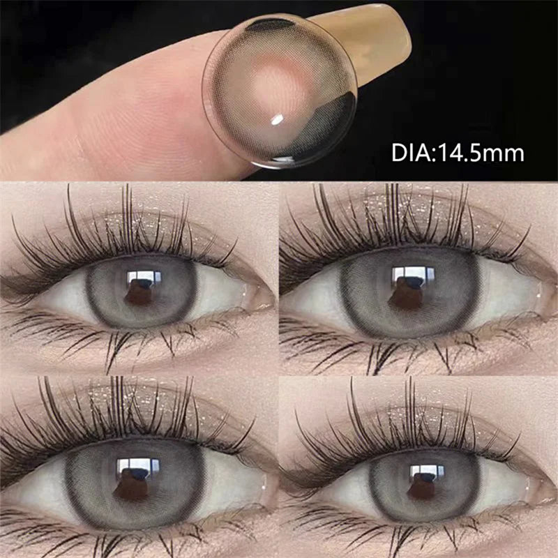 Lisslune | Natural colored lens eyes 2 pieces Annual color contact lenses for eye iris brown with diopters myopia beauty lens cosmetic round lens