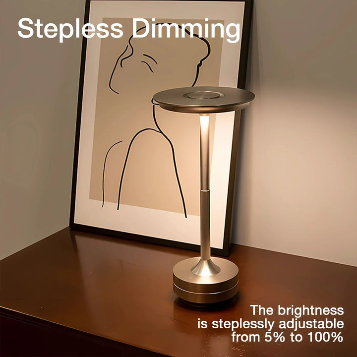 Lisslune | Cordless Rechargeable Modern Aura Table Lamp with Touch Controls | Wireless LED Light for Modern Side Tables and Office Desks | Minimalist Table Lamp