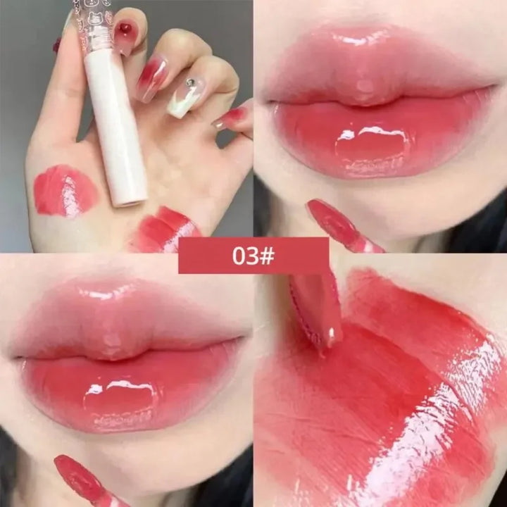 Rynx | Cherry Pink Lip Plumper Gloss Crystal Gel Oil Lip Color Korean Long-lasting Waterproof Lipstick Lip Plumper Liquid Lipstick