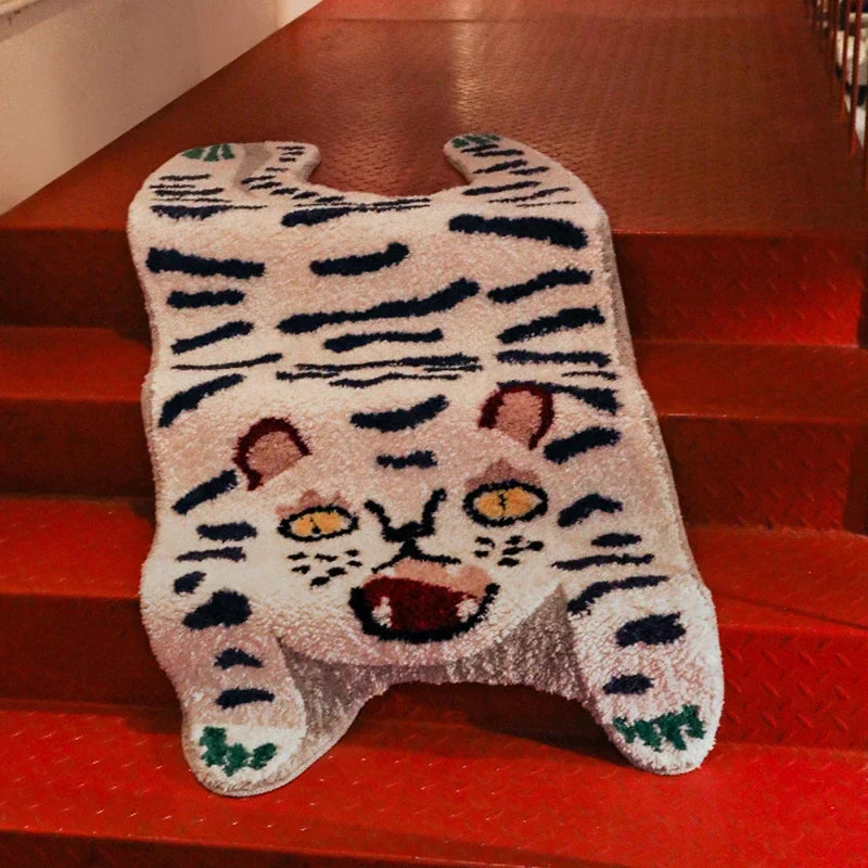 Rynx | Irregular Tiger Pattern Living Room Rug Cute Leopard Pattern Children's Room Rug Aesthetic Rugs тигр ковер 호랑이 양탄자 Tapis IG