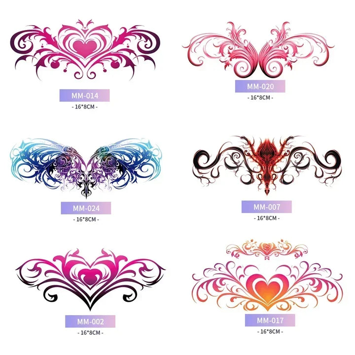 Rynx | 6-Piece Waterproof Tattoo Sticker Set Long-lasting Artificial Tattoo Girls 3D Artificial Sex Womb Tattoo for Women Temporary Abdomen섹스타투스티커 Product