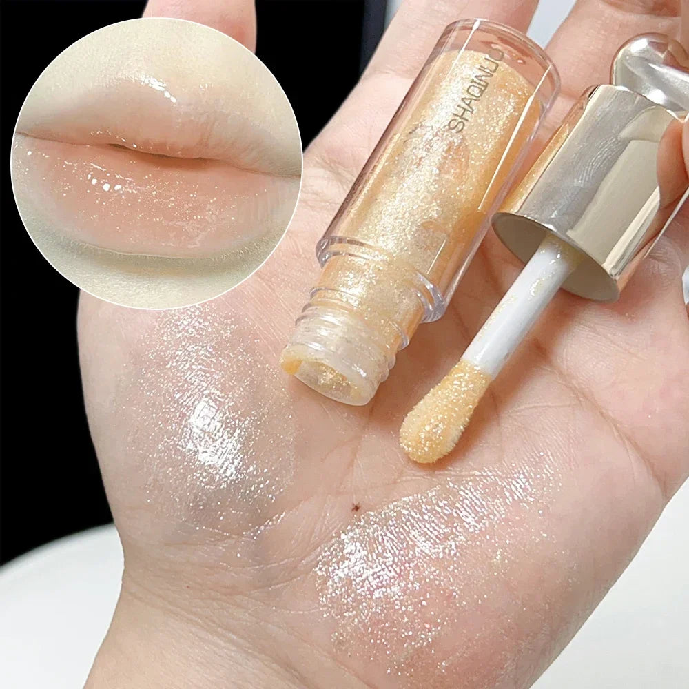 Rynx | Sparkling fine glitter lip balm moisturizing non-sticky cup lip lacquer long-lasting shimmer glossy liquid lipstick Korean makeup cosmetics