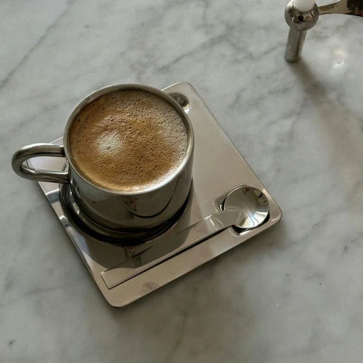 Lisslune | Stainless Steel Coffee Cup and Tray