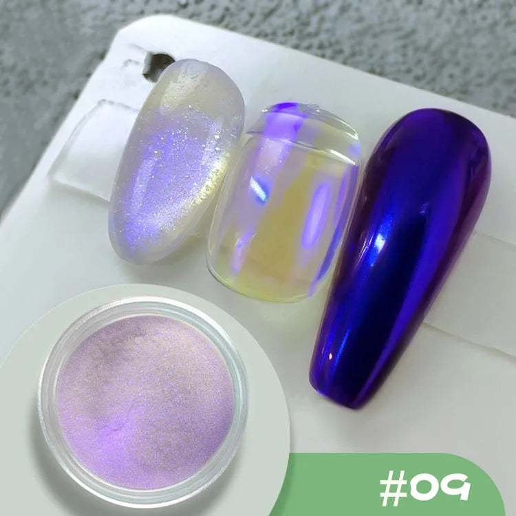 Rynx | 1jar Chrome Chameleon Aurora Nail Powder Metallic Effect Nail Glitter Pigment Mirror Nail Rubbing Dust Gel Nail Polish Accessories