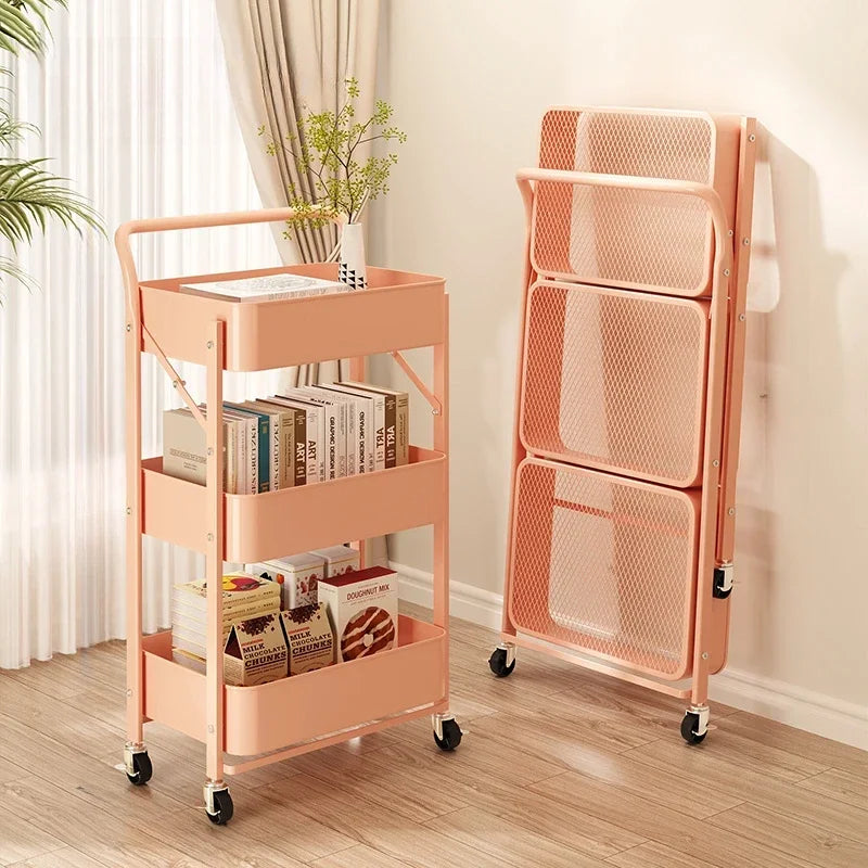 Rynx | Trolley storage shelf multi-layer standing vegetable organizer household movable and foldable small cart storage shelf