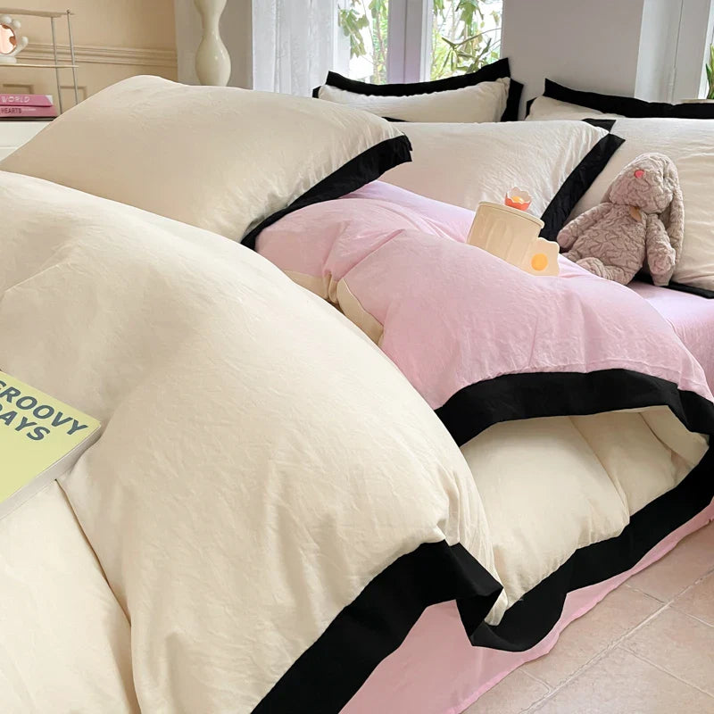 Rynx Ins Style Bedding Set Heavyweight Heavy Water Washable Wool Style Double Color Bedding Sheet Cover Pillowcase Set For Summer Winter