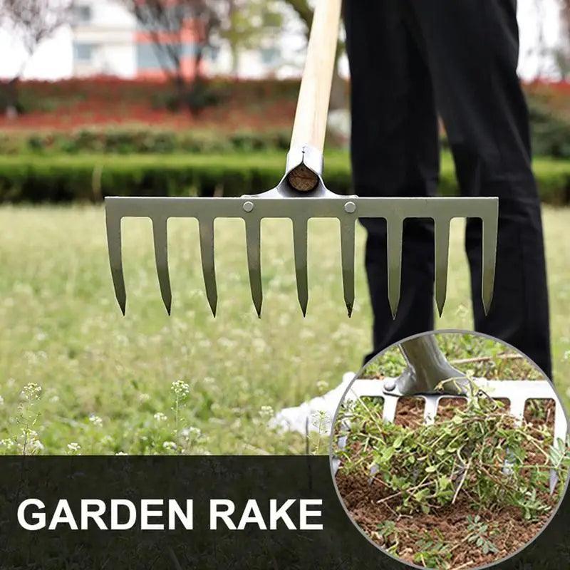 Lisslune | Sustainable Carbon Steel Garden Rake Set for Effective Soil Preparation and Weed Control