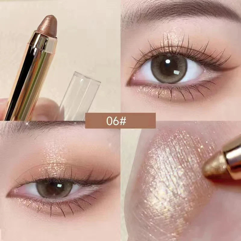 Rynx |1PC Glitter Highlighter Eyeshadow Pencil Waterproof Glitter Matte Nude Eyeshadow Pink Silk Moth Champagne Gold Eyeliner Pencil