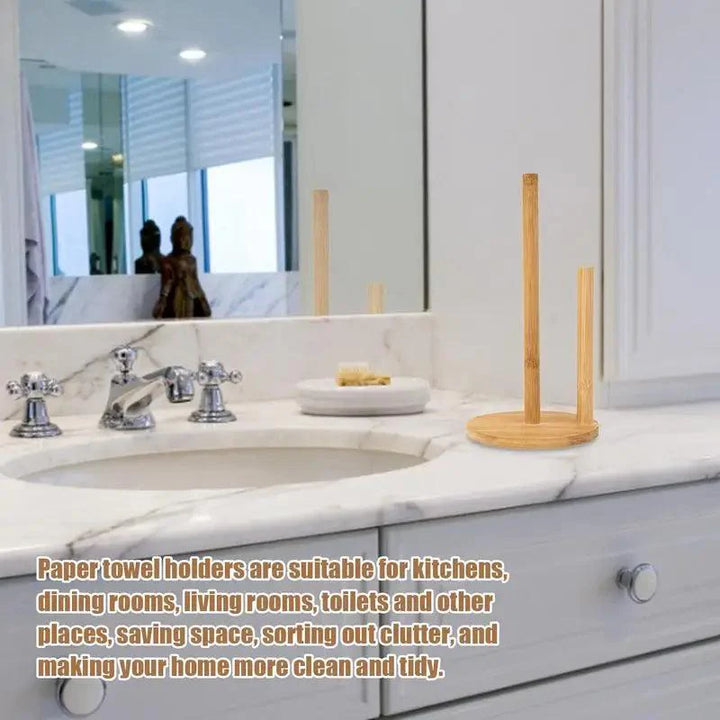 Lisslune | Bamboo Storage Holder for Kitchen and Bathroom - Eco-Friendly Organizer for Paper and Cling Film