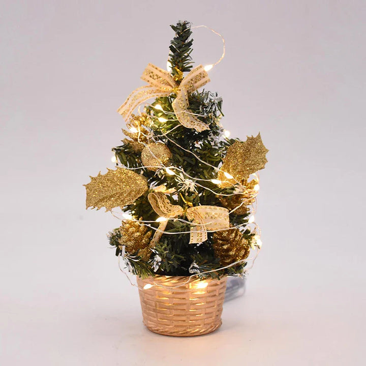 Rynx 20/30cm Artificial Christmas Tree Table Ornament with LED Light Balls Christmas Decoration for Home New Year Gift Mini