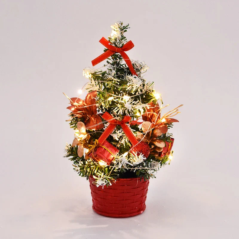 Rynx 20/30cm Artificial Christmas Tree Table Ornament with LED Light Balls Christmas Decoration for Home New Year Gift Mini