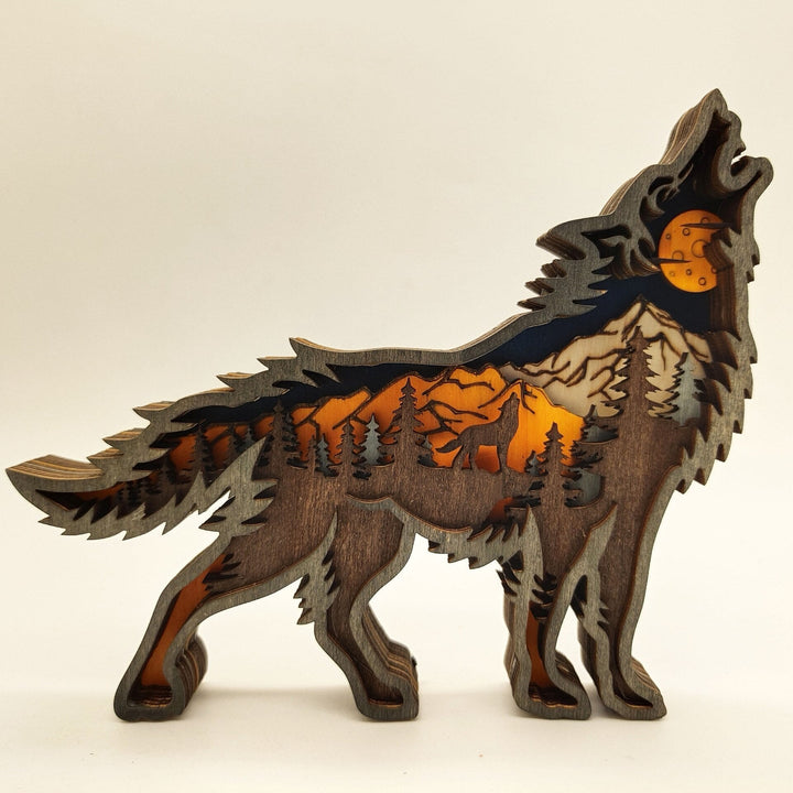 Lisslune | Nightglow Wooden Craft Wolf Decor