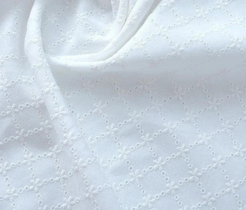 Lisslune | Elegant 100% Cotton White Lace Material