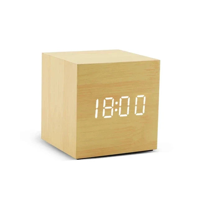 Lisslune | Wood LED clock with temperature display, digital time display and minimalist design – Perfect for bedroom and office