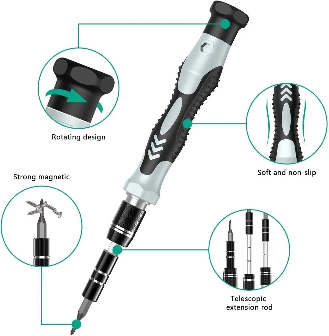 Lisslune | Professional 132-piece magnetic precision screwdriver set with durable chrome-vanadium steel bits and color-coded handles for all repair needs