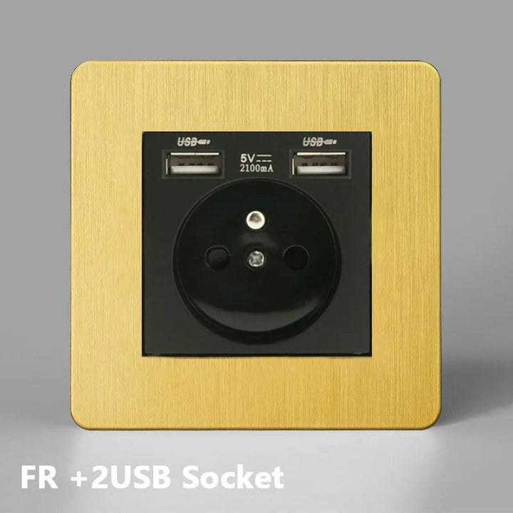 Lisslune | Luxurious Gold Dimmer Switch Set with USB Charging Port - Perfect for French/EU Plugs