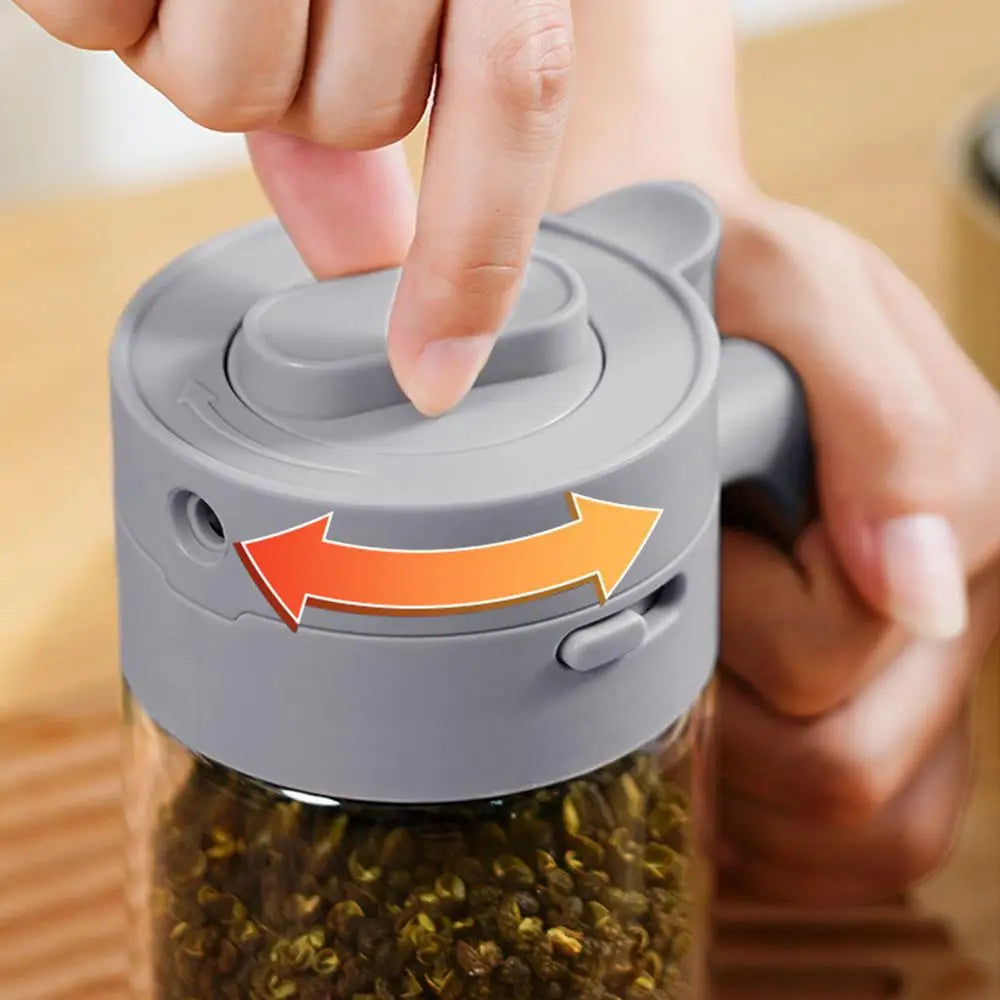 Lisslune | Transparent Glass Lockable Airtight  Seasoning Jar with Spoon