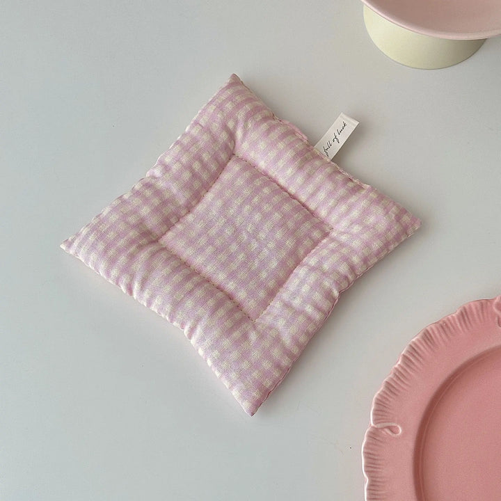 Rynx | Coffee cup placemat grid series multicolored cotton coaster fresh tablecloth heat insulating mat square insulating mat