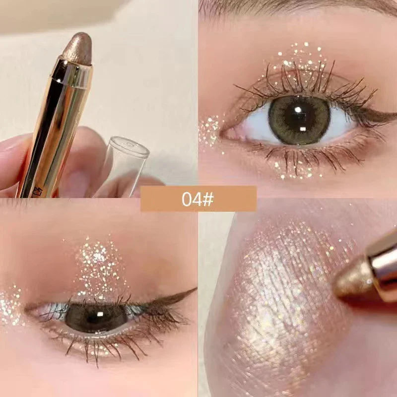 Rynx |1PC Glitter Highlighter Eyeshadow Pencil Waterproof Glitter Matte Nude Eyeshadow Pink Silk Moth Champagne Gold Eyeliner Pencil