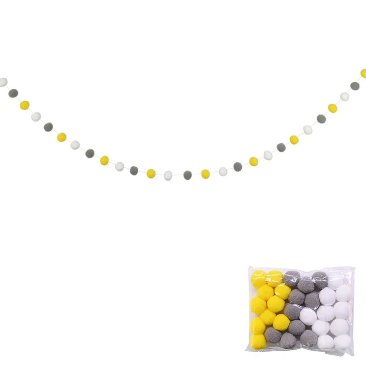 Rynx 2.5Meter Colored Pom Pom Pendant Light Garland Ins Nordic Series Wool Felt Ball String DIY Handmade Kids Room Decoration