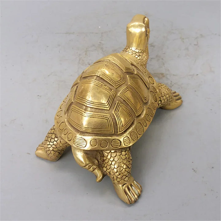 Lisslune | Brass Feng Shui Turtle Statue Lucky Animal Sculpture for Longevity Home Office Decoration Figurine Gift Study Ornament