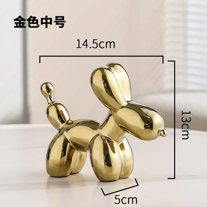 Lisslune | Nordic Ceramic Balloon Dog Sculpture Gold Animal Decorations Statue Living Room Ornaments Creative Desktop Ornament Home Decor