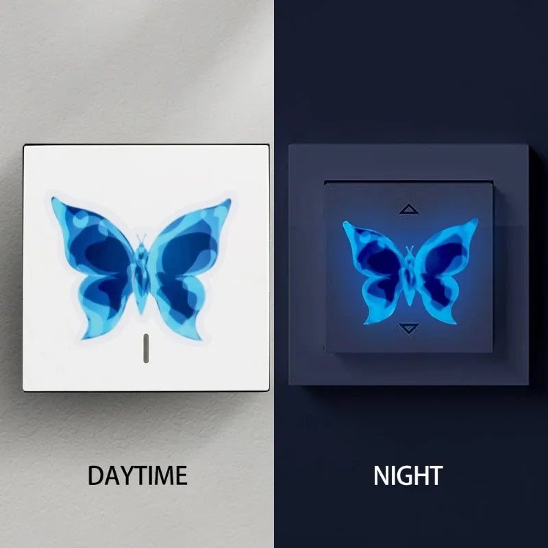 Rynx New Blue Bright Butterfly Wall Stickers Room Decoration Accessories Cartoon Stickers for Anniversaries Birthdays Paster