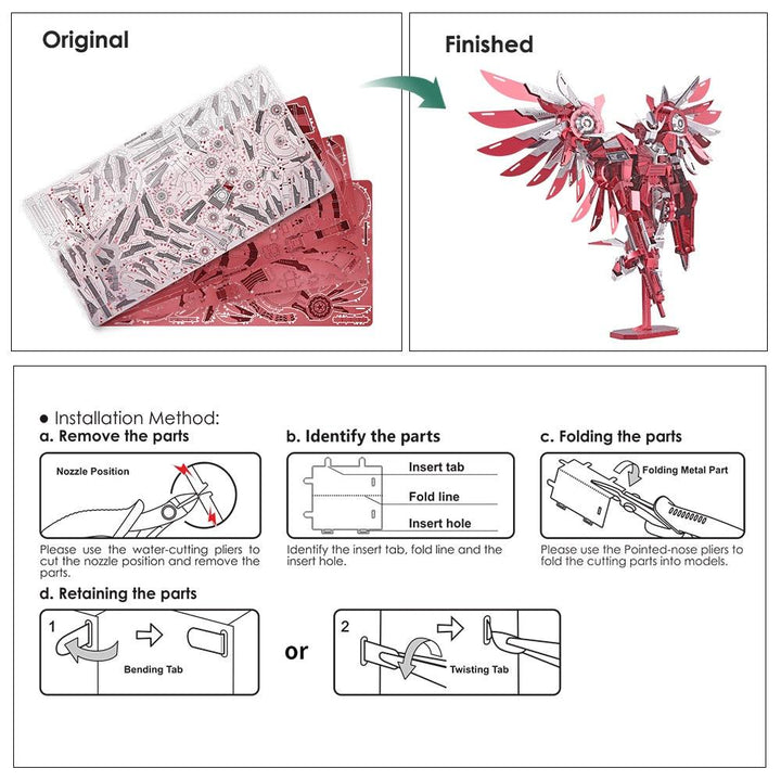 Lisslune | Metallic Thunder Wing 3D Puzzle Kit - Creative DIY Model for Teens and Adults