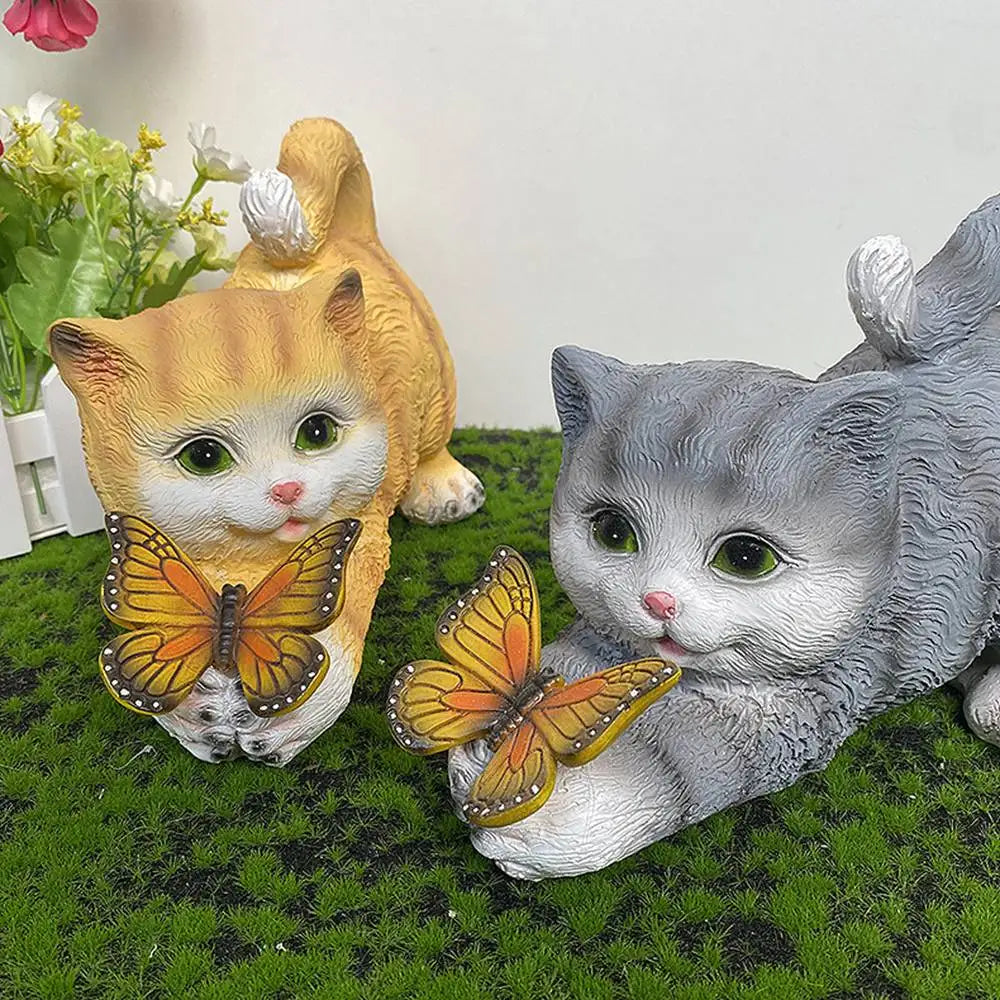 Lisslune | Butterfly Catcher Cat Resin Decorative Lamp