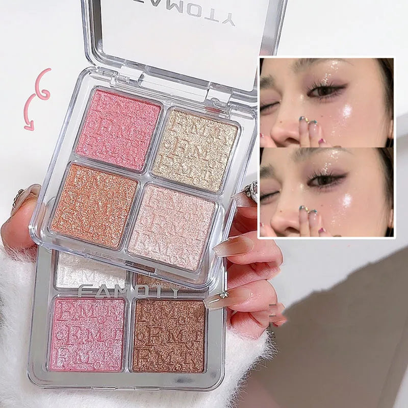 Rynx | 4 Colors Highlighter Powder Palette Diamond Brilliant Shine Fairy Powder Bronzers Contour Face Body Illuminator Makeup Cosmetics
