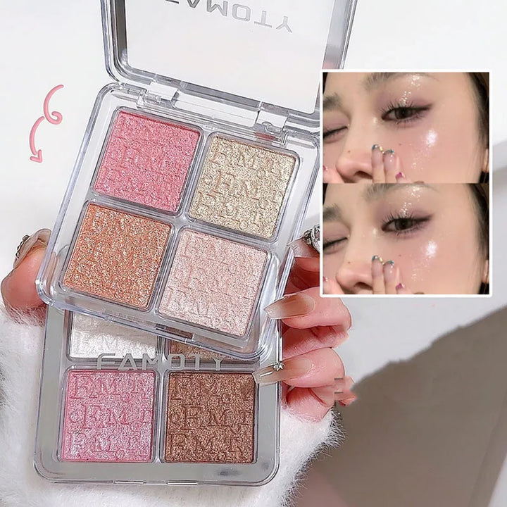 Rynx | 4 Colors Highlighter Powder Palette Diamond Brilliant Shine Fairy Powder Bronzers Contour Face Body Illuminator Makeup Cosmetics