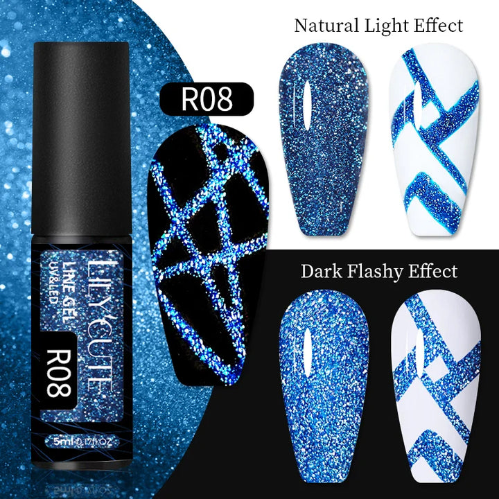 Rynx | 5ml Colorful Reflective Liner Gel Nail Polish Super Bright Painting Glitter Gel Graffiti Stripe Design Polish Manicure