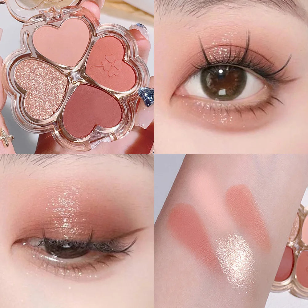 Rynx | 4 Color Eyeshadow Palette Blush Eyeliner Eyeshadow Highlighter Contour Palette Eye Makeup Sweet Beauty Cosmetics
