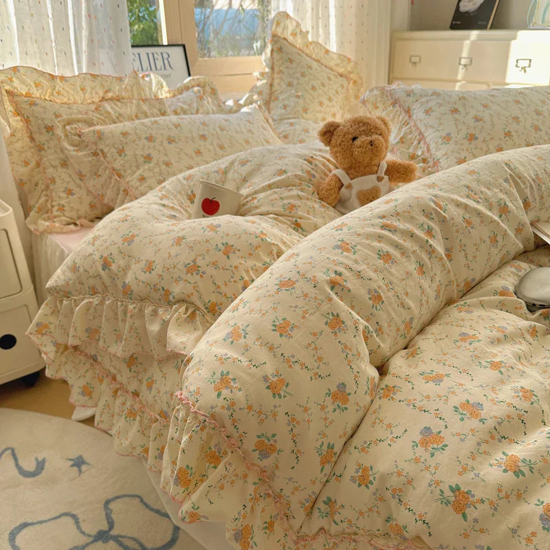 Rynx | Cute Print Bed Sheet Set Girls' Room Bedding Set Single/Double/Queen/King Size Bedding Set Soft Bedding sábanas para cama