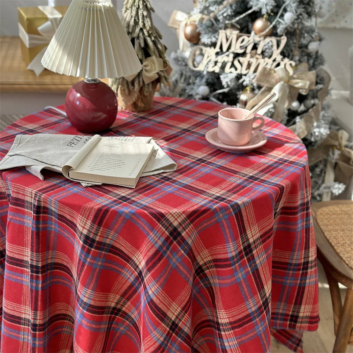 Rynx Christmas Plush Tablecloth Cotton Tablecloth Vintage Dining Table Cover for Dinner Table Party Birthday Christmas Decoration