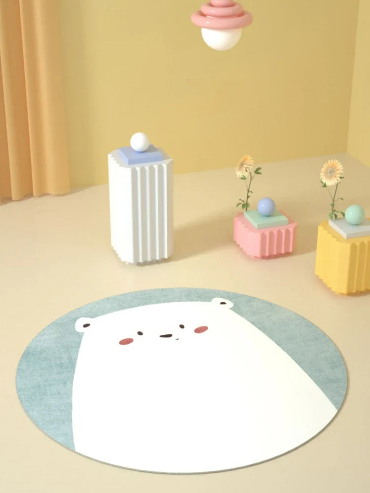 Rynx | Cartoon Cute Kids Girls Room Round Bedroom Nightstand Rugs Cat Living Room Large Area Rug Computer Chair Wardrobe Carpet Carpet