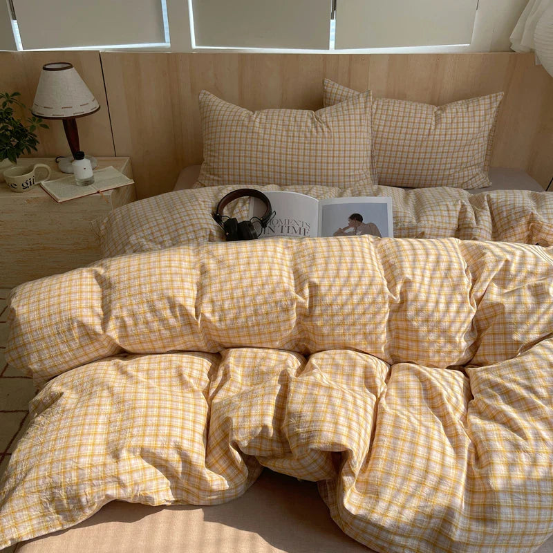 Rynx | 100% Cotton Soft Bedding Set Striped Print Duvet Cover with Pillowcase Bedding Bedspread Pillowcases Duvet Sets