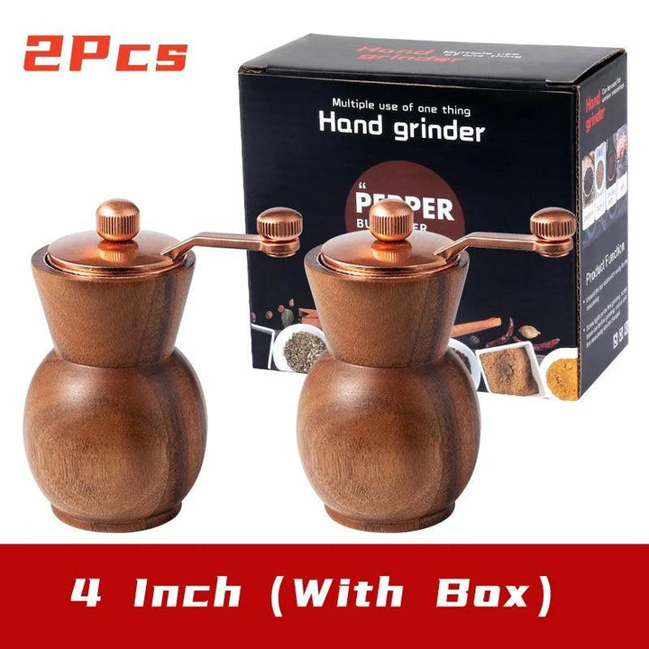 Lisslune | Elegant hand-operated wooden spice mill set with adjustable ceramic core