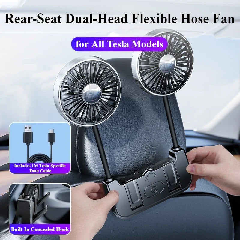 Lisslune | Dual-Head Rear Seat Fan – Eary – (USB-C Rechargeable)