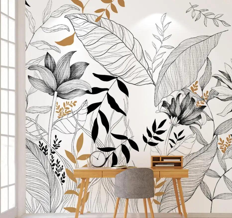 Lisslune | Serene Tropical Paradise Abstract Mural - Elegant Botanical Decor for Stylish Homes