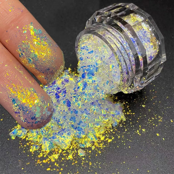 Rynx | 1jar Plating Aurora Chrome Nail Powder High Gloss Moonlight Mirror Fine Glitter Pigment Aurora Pearl Rub Dust Chrome Nails