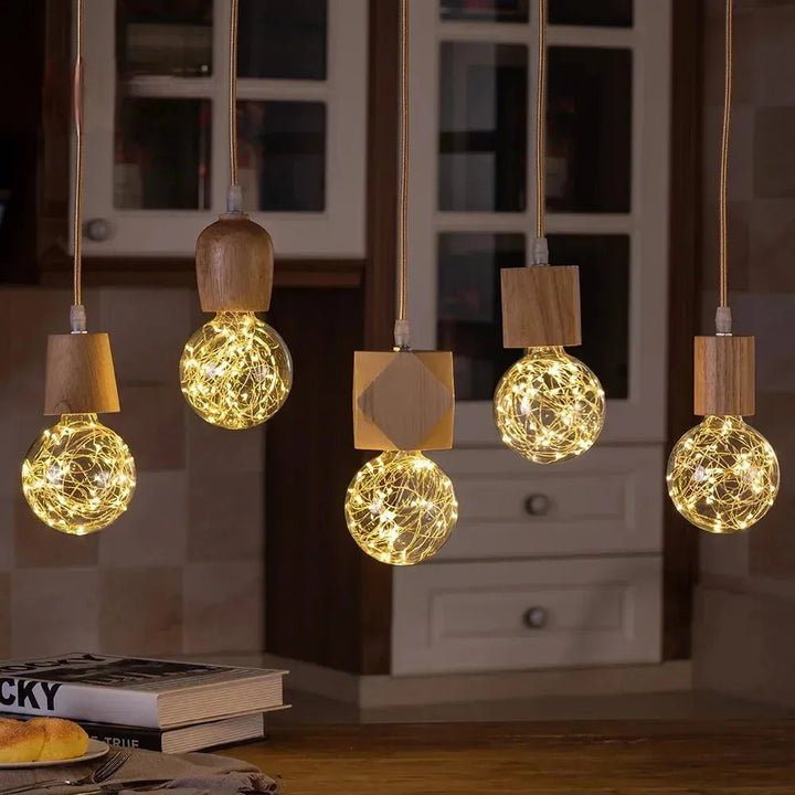 Lisslune | Elmora – Handmade wooden pendant lamp with a natural warm radiance and timeless charm