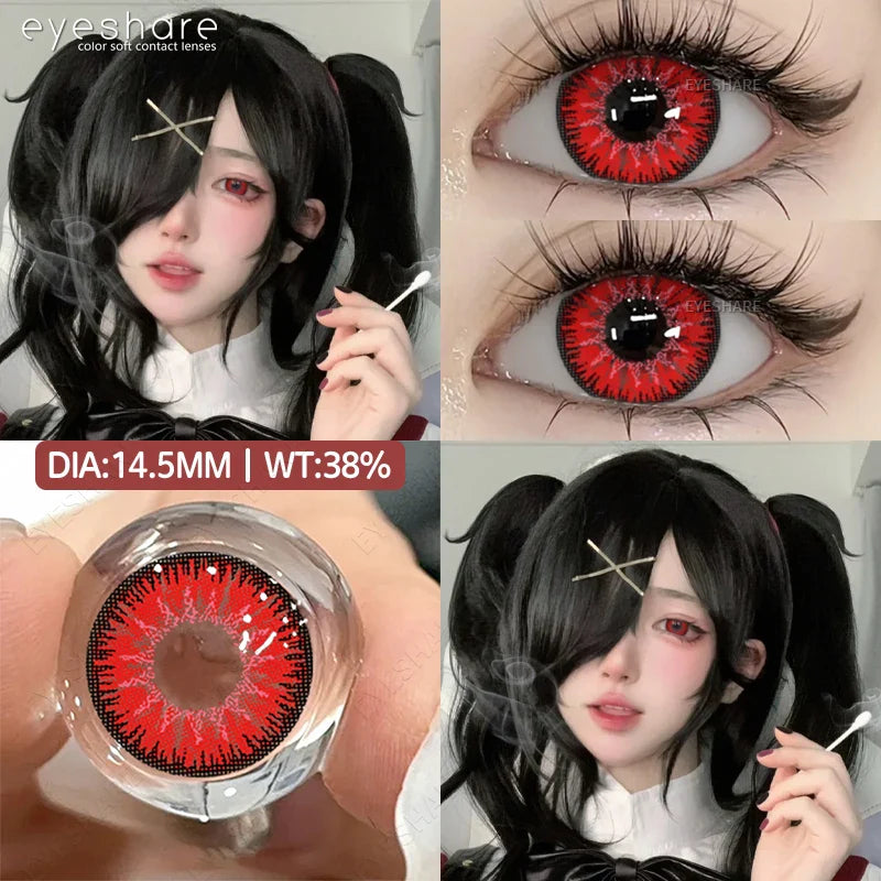 Rynx | 2-piece Halloween Colorful Contact Lenses Cosplay Eye Lenses Anime Colored Lenses Red Contact Seasonal Lenses Fashion Makeup Lenses
