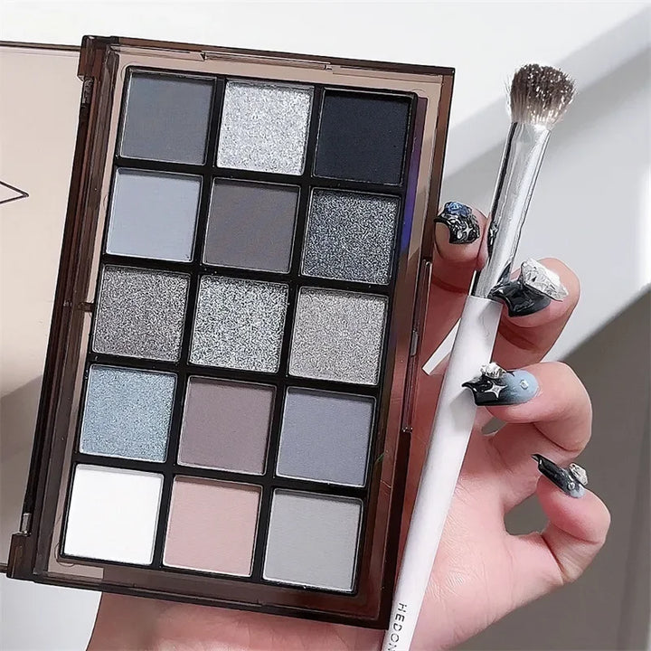 Rynx | 15 Colors Cool Tones Eyeshadow Palette Black Smokey Eye Glitter Eyeshadow Shades Eye Pigments Matte Palette Palette S K4W5